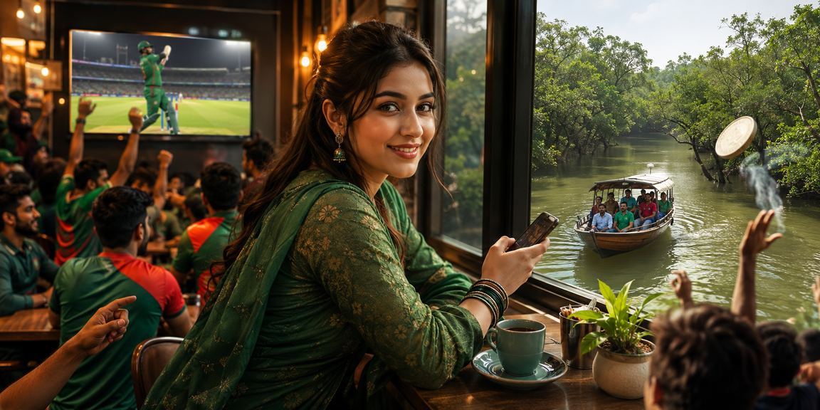সিলেটে বাংলাদেশি মডেল মোবাইলে ক্রিকেট বেটিং প্ল্যাটফর্মে লগইন করছেন